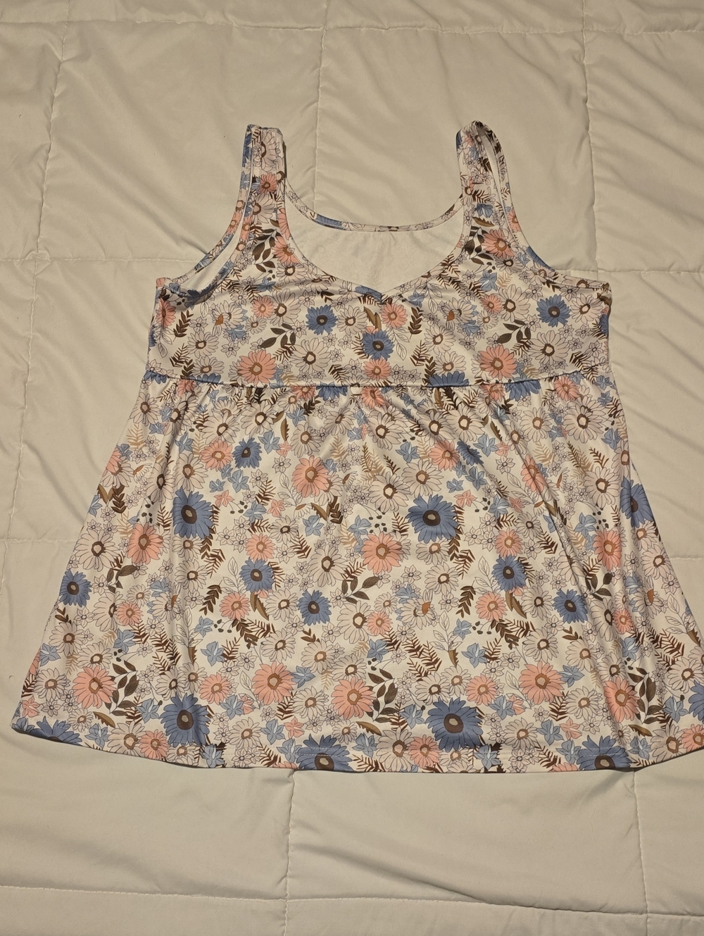 Women’s Floral Scoop Neck Tank Top - Pink & Blue